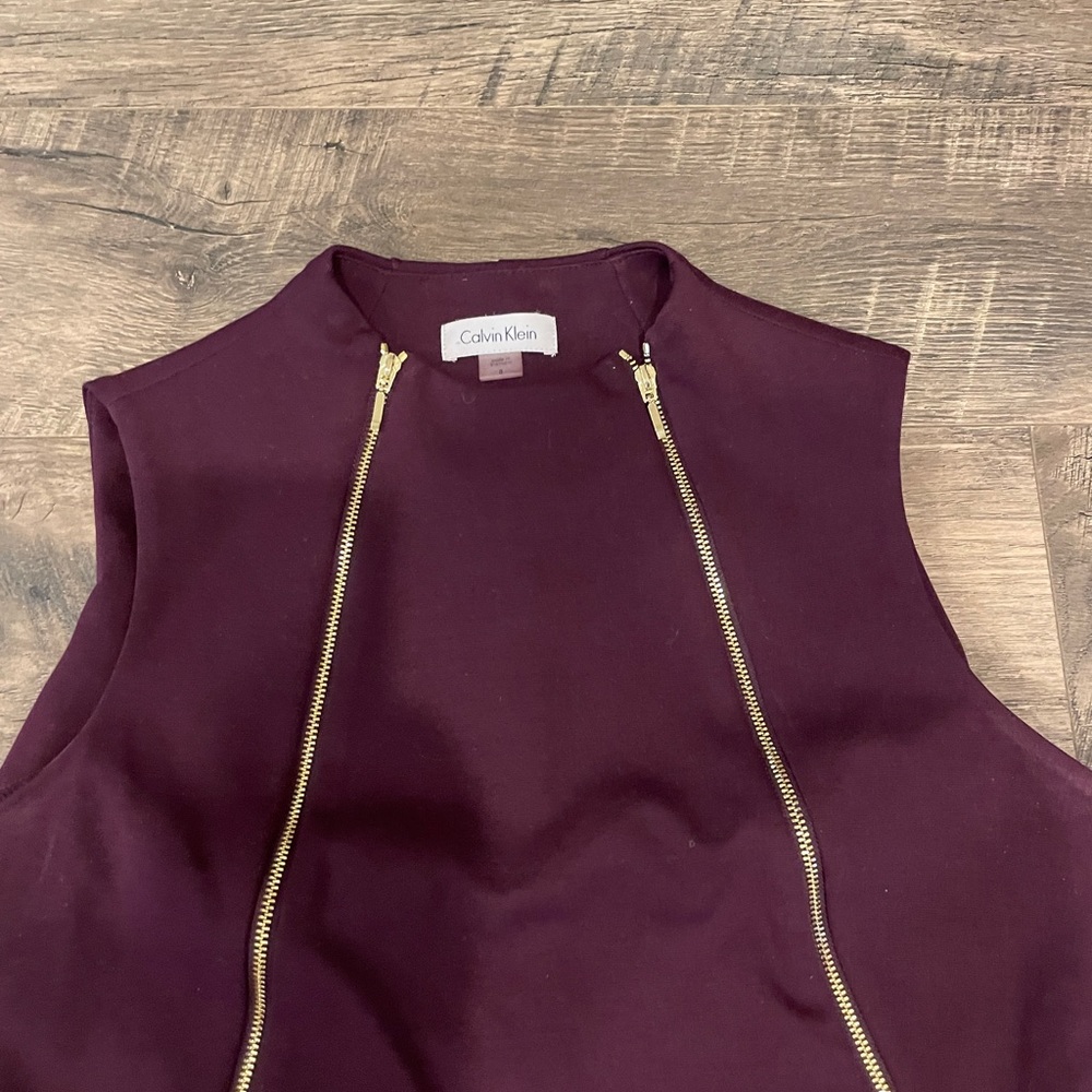 Calvin Klein Eggplant Zip Dress - Picture 2 of 2